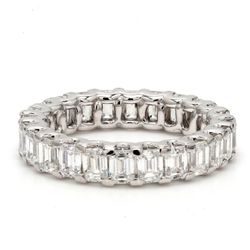 Eternity band with U-prong set (24) emerald cut diamonds.  D3.91ct.t.w.  Size 6.5