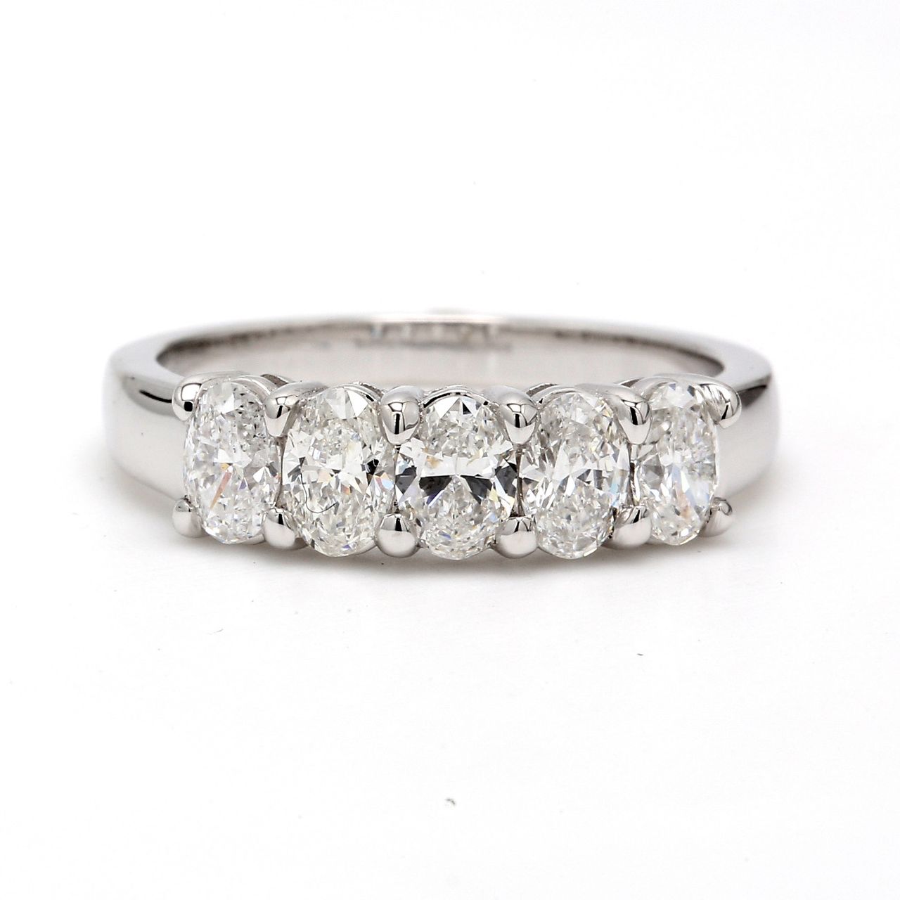5-stone band with prong set oval cut diamonds.  D1.18ct.t.w.  Size 6.5