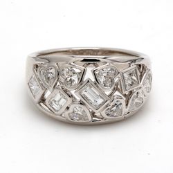 Fashion ring with bezel set (11) mixed shape diamonds.  D1.49ct.t.w.  Size 6.75