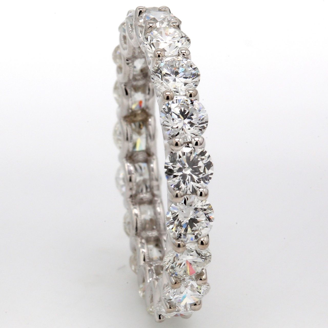 Eternity band in 18K WG with U-prong set (19) round diamonds.  D2.93ct.t.w.  Size 5.75