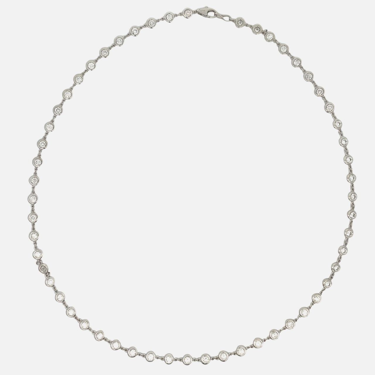 18.25' Diamonds by the yard necklace in 18K WG with bezel set (66) round diamonds.  D3.39ct.t.w.