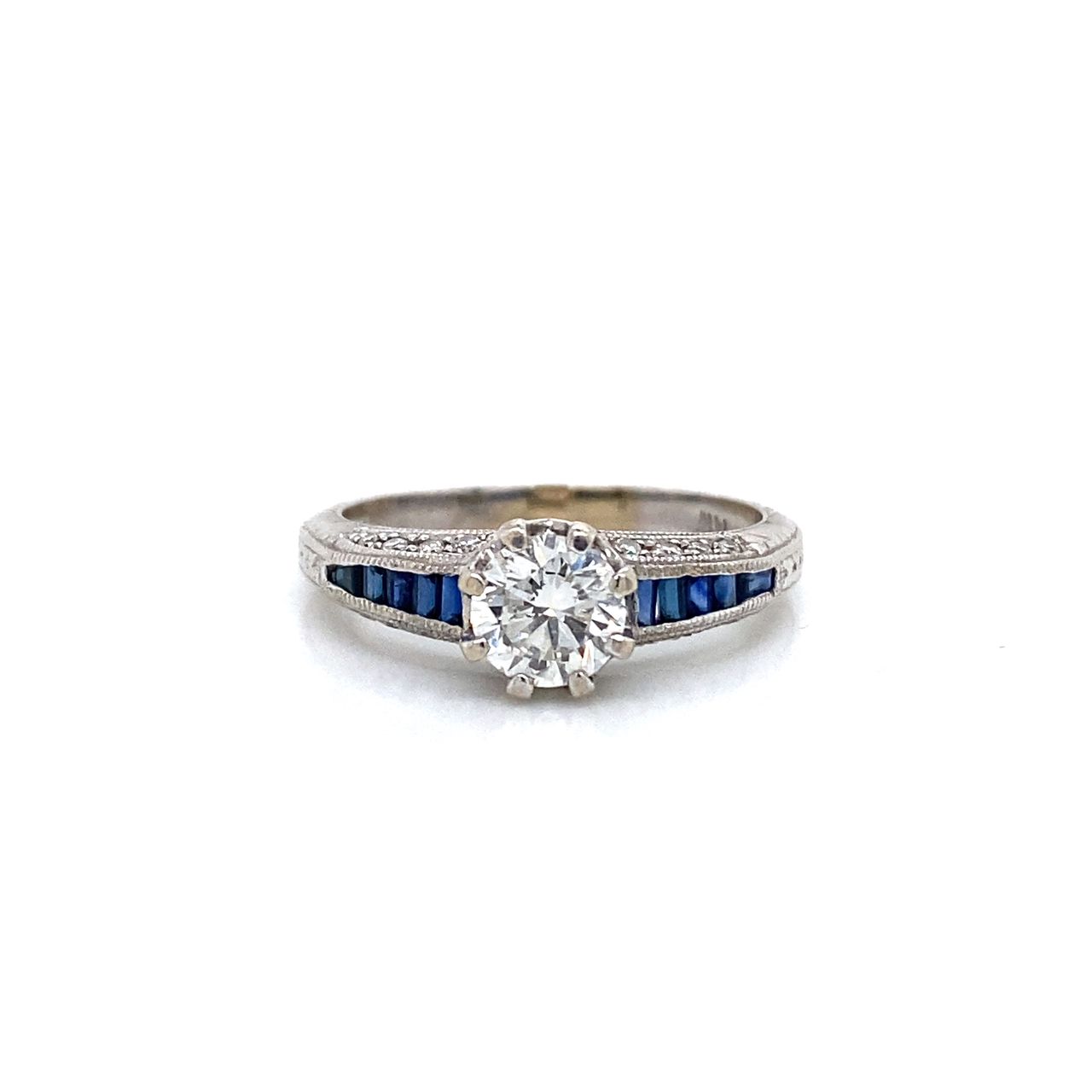 Diamond and Sapphire Engagement Ring