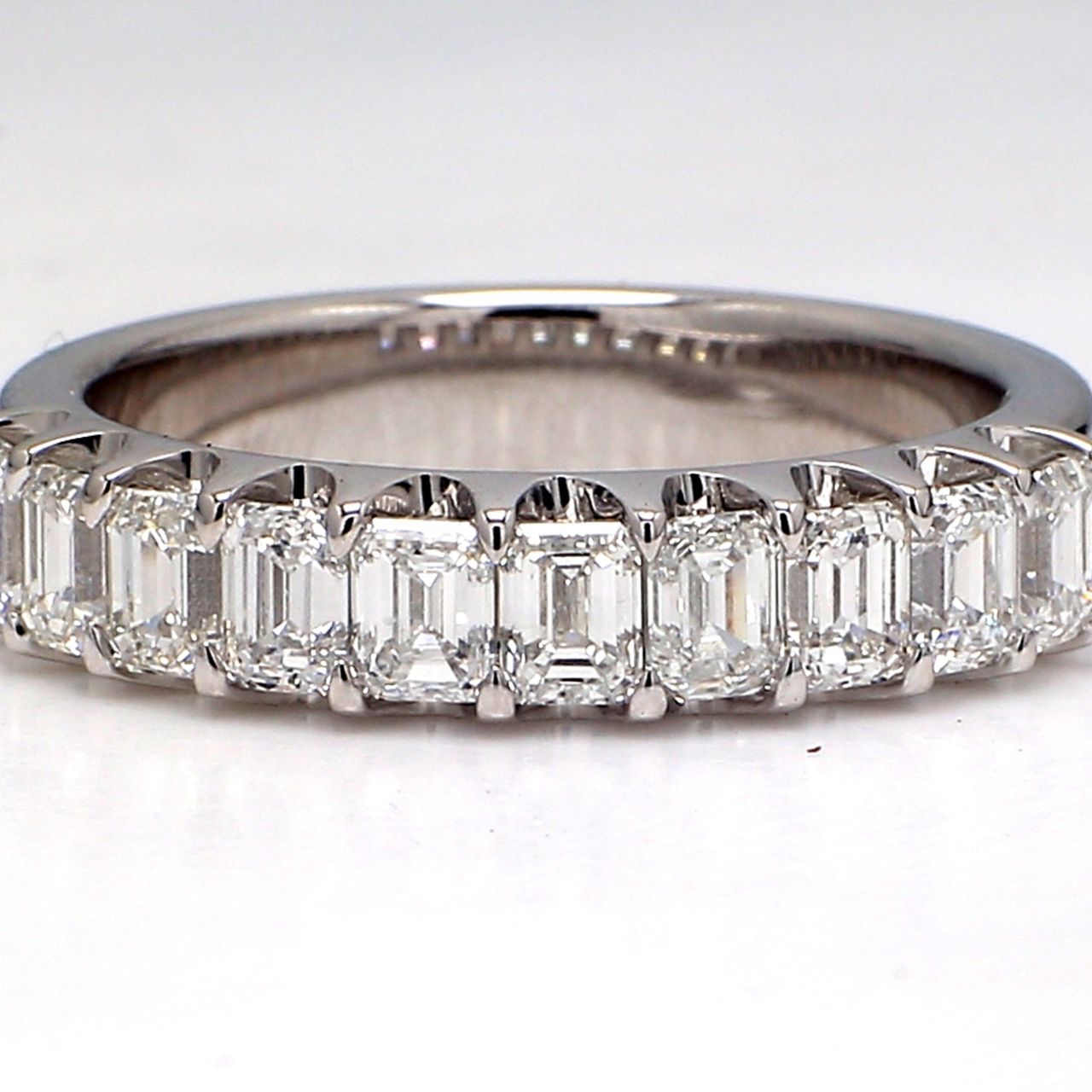 10-stone band with U-prong set (10) emerald cut diamonds.  D2.37ct.t.w.  Size 9