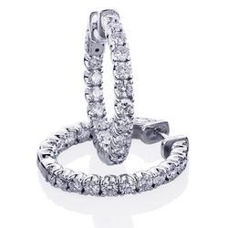 0.75' Inside out hoop earrings with U-prong set (34) round diamonds & with special spring lock.  D0.78ct.t.w.