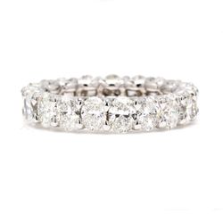Eternity band in platinum with shared U-prong set (19) oval diamonds.  D3.76ct.t.w.  Size 5.5