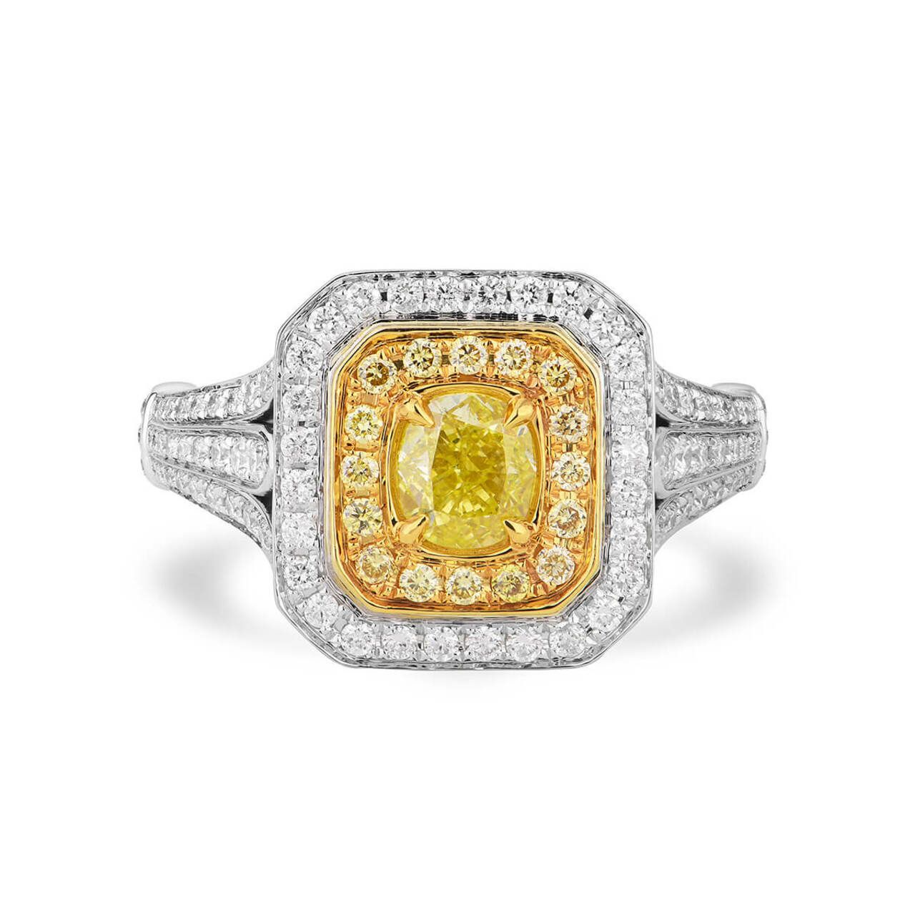 18KWG Cushion Shape Double Halo Ring