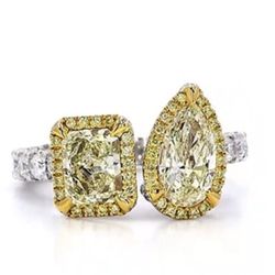 Dual Fancy Yellow Diamond Toi et Moi Ring