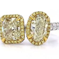 Toi et Moi Fancy Yellow Diamond Statement Ring