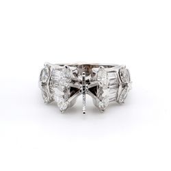 Semi-mount with 2-row alternating marquise & baguette diamonds.  D1.87ct.t.w.