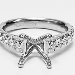 Semi-mount in platinum with 4-prong set round diamonds.  D0.80ct.t.w.  Size 6