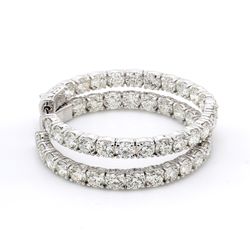 1.5' Inside out hoop earrings with 4-prong set H/VS round diamonds.  D10.88ct.t.w.