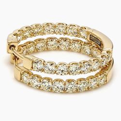 0.75' Inside out hoop earrings in 14K YG with prong set (32) round diamonds.  D2.90ct.t.w.