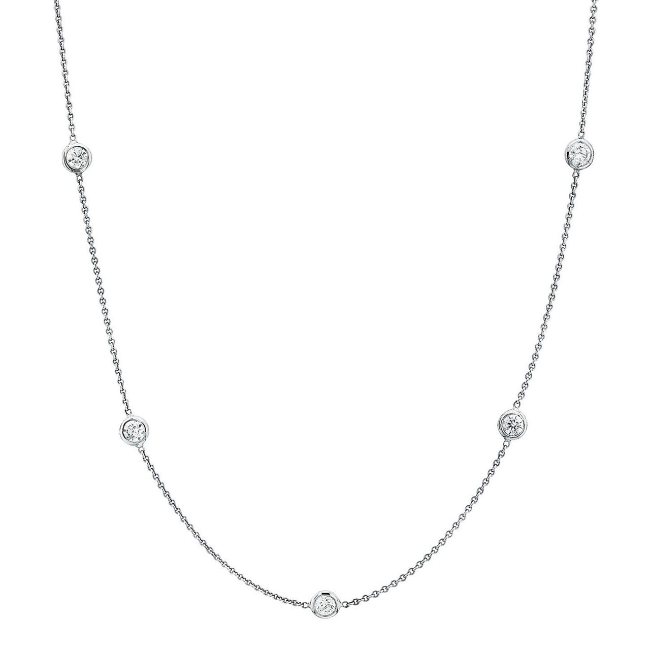 18' Diamond by the yard necklace with bezel set (10) round diamonds.  D2.04ct.t.w.