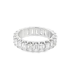 Eternity band with U-prong set (24) emerald cut diamonds.  D3.91ct.t.w.  Size 5.75
