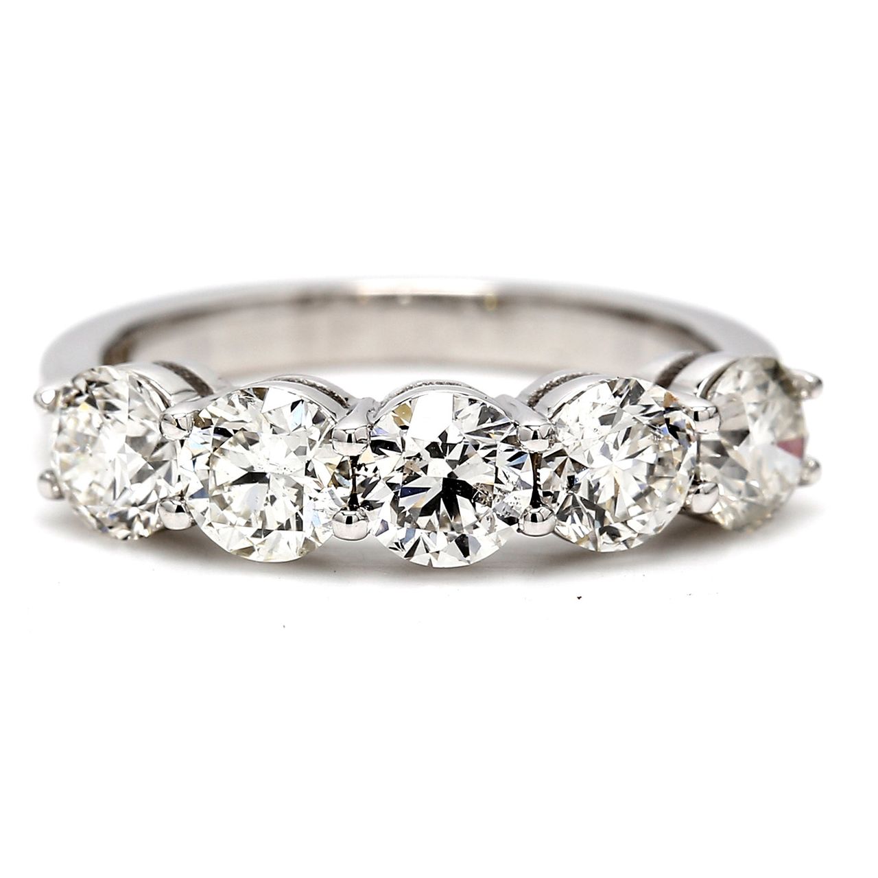 5-stone band in 18K WG with basket prong set round diamonds.  D1.99ct.t.w.  Size 6