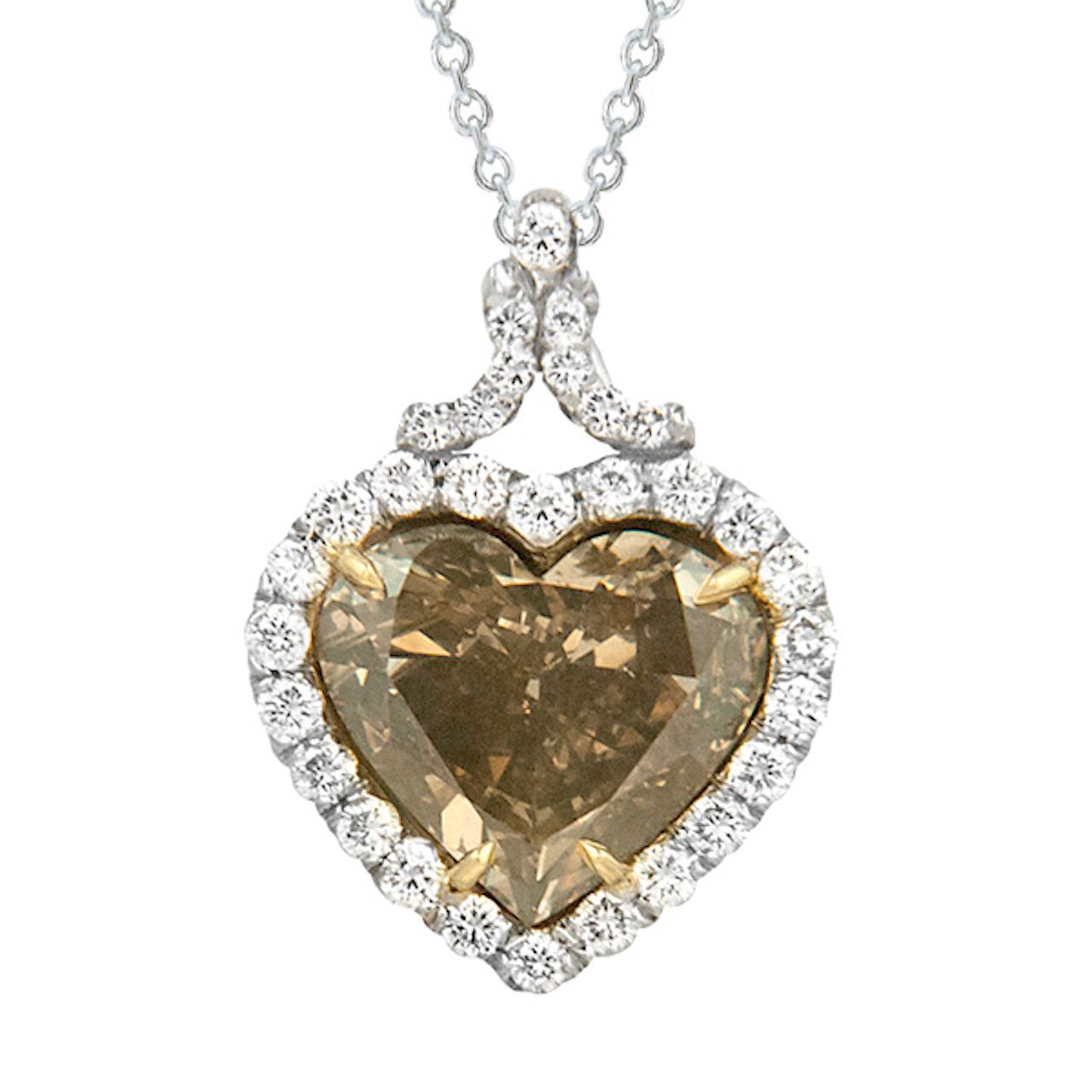 Fancy Color Heart Shaped Diamond Pendant