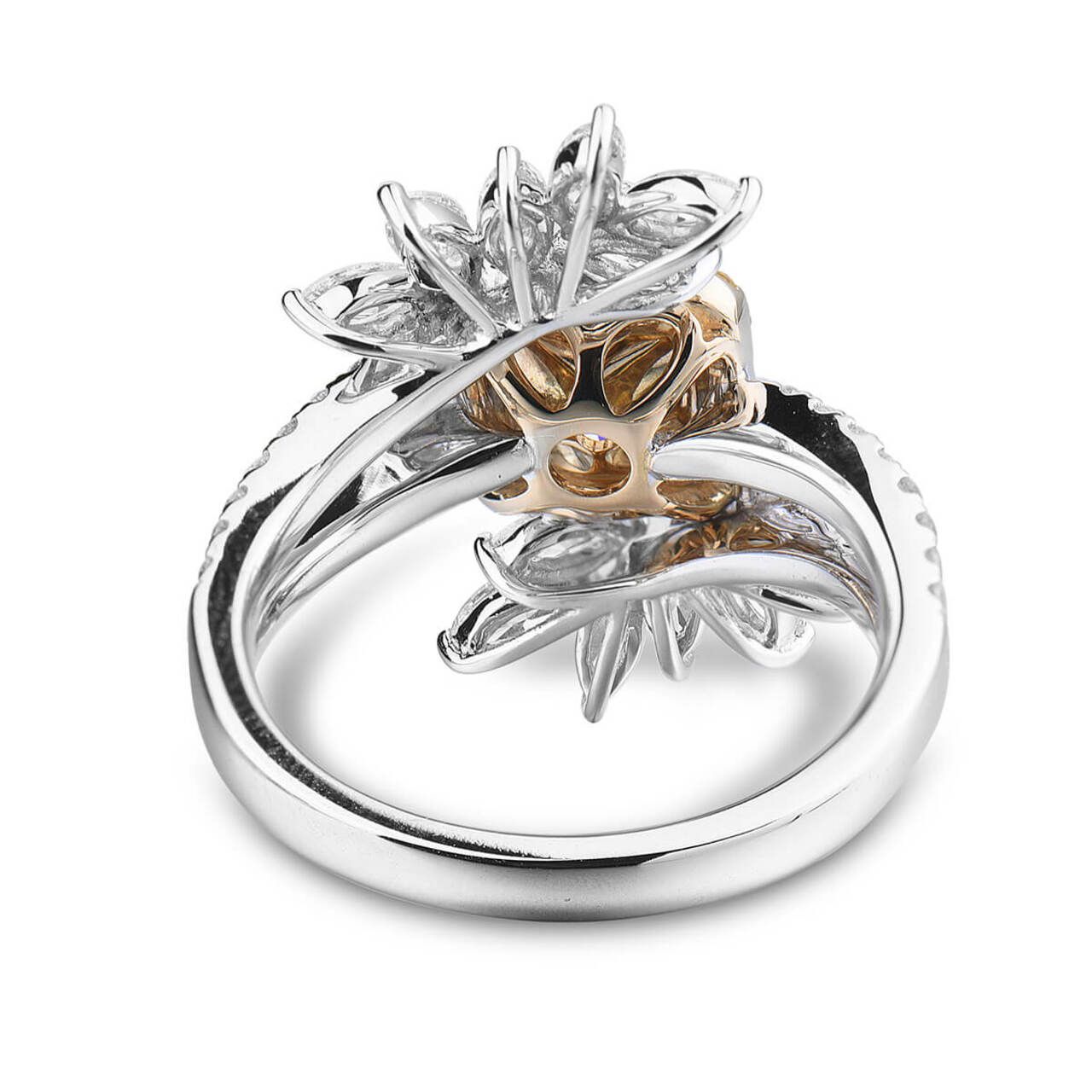 18KWG Radiant Shape Halo Pave Split Shank Ring