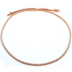 17' Tennis necklace in 14K RG with basket prong set (230) round diamonds.  D4.84ct.t.w.