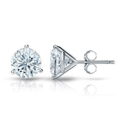 Push back martini style stud earrings with 3-prong set USA certified G/SI2 round diamonds.  D2.01ct.t.w.