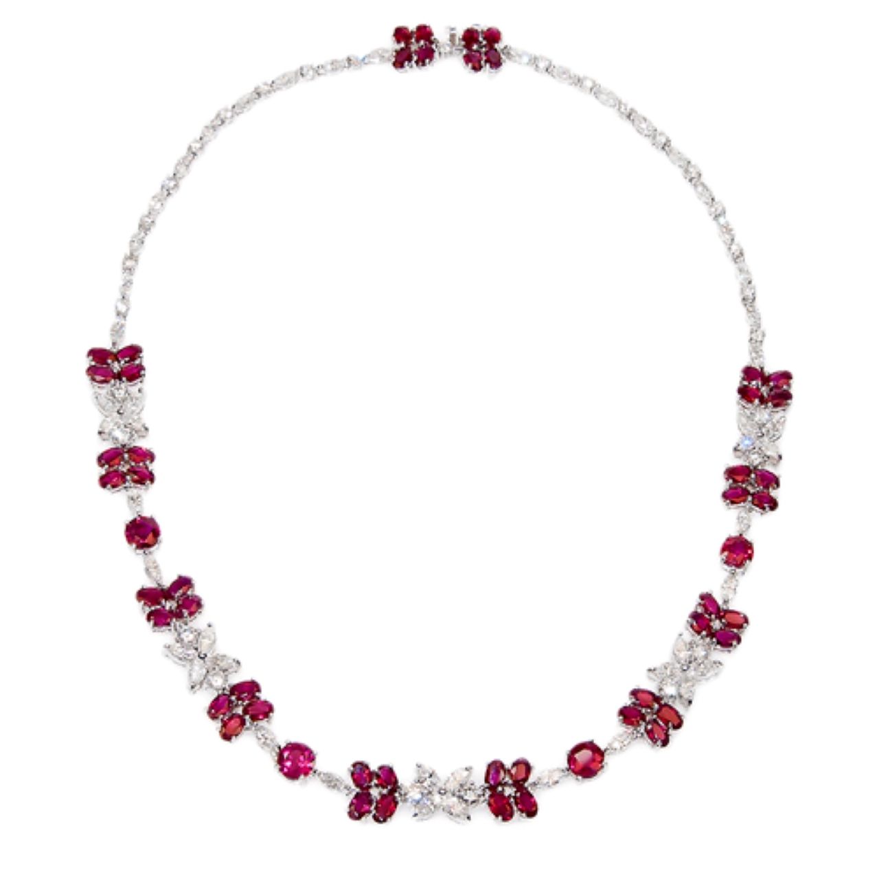 Ruby and Diamond Necklace and Bracelet set