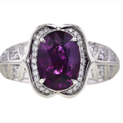 Kashmir Sapphire GIA 3.78 Carat Unheated Signed Kat Florence with D Flawless Diamonds 18K Gold Ring