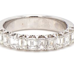 11-stone band in 18K WG with U-prong set emerald cut diamonds.  D1.47ct.t.w.  Size 6