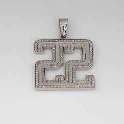 Pendant number '22' with micro pave round diamonds.  D0.35ct.t.w.