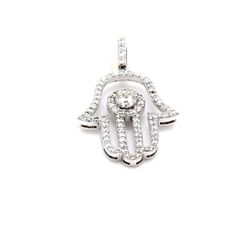 1.25' Hamsa pendant with prong & pave set (81) round diamonds.  D1.10ct.t.w.