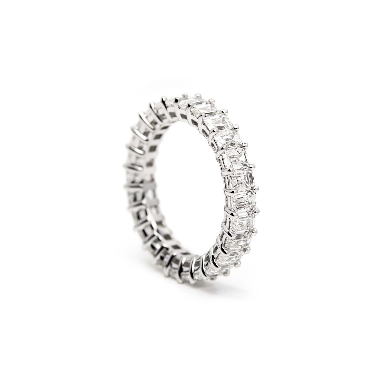 Emerald Cut Diamond Eternity Ring - North to South