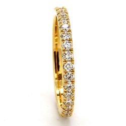 Eternity band in 18K YG with U-prong set (33) round diamonds.  D0.83ct.t.w.  Size 7