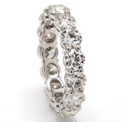 Eternity band in platinum with basket prong set (15) round diamonds.  D4.53ct.t.w.  Size 6