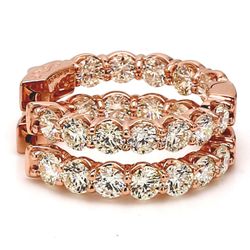 1' Inside out hoop earrings in rose gold with U-prong set (24) round diamonds.  D4.95ct.t.w.