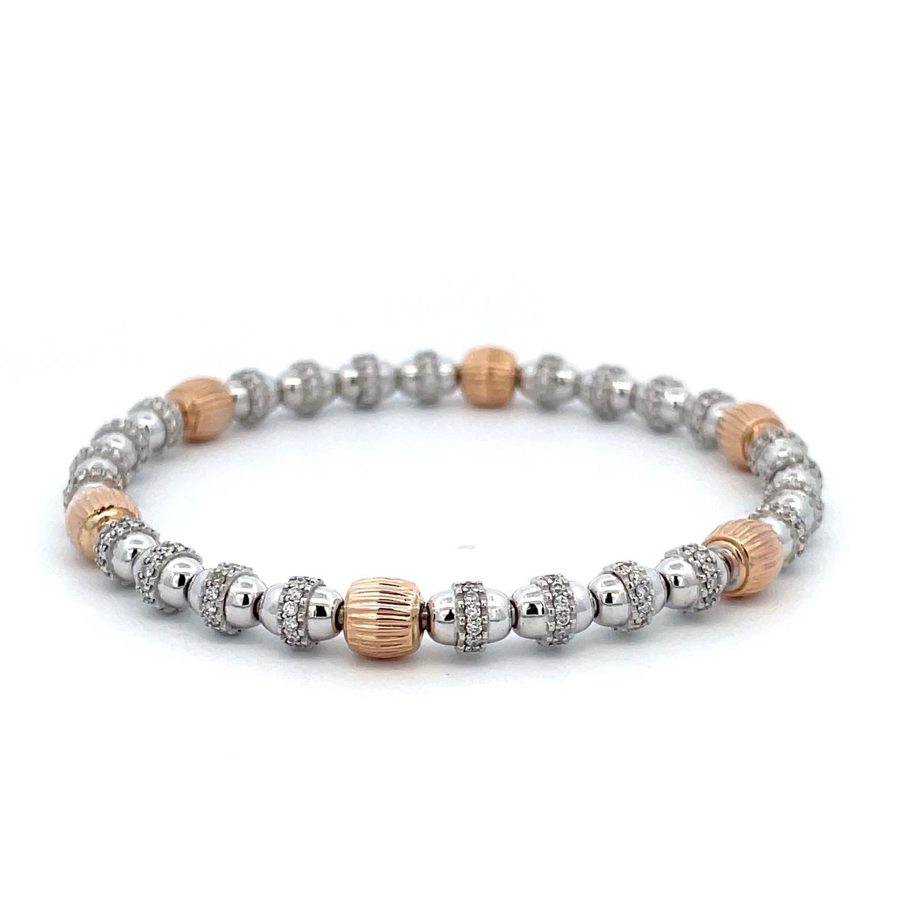 Flex bangle in 18K two-tone with pave set round diamonds.  D2.02ct.t.w.