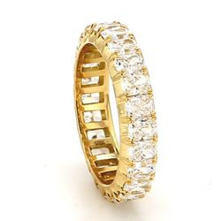 Eternity band in 18K YG with prong set (24) radiant cut diamonds.  D3.46ct.t.w.  Size 6
