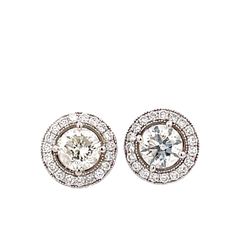 Halo push back stud earrings with round diamonds.  D2.49ct.t.w.  (Center - 2.02ct.t.w.)