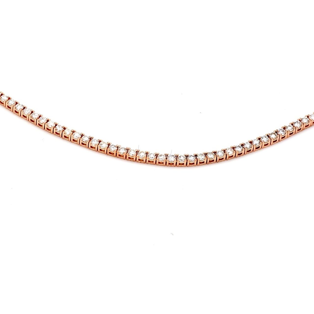 18' Tennis necklace in 14K RG with 4-prong set (183) round diamonds.  D7.17ct.t.w.