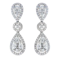 Halo Pear Shape Diamond Drop Earrings