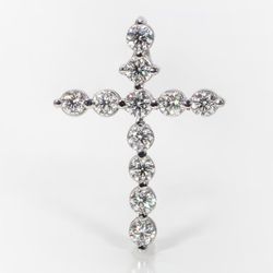 1.25' Cross pendant with shared prong set (11) round diamonds.  D2.10ct.t.w.
