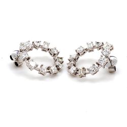 1' Hoop earrings with prong set assorted shape diamonds.  D3.55ct.t.w.