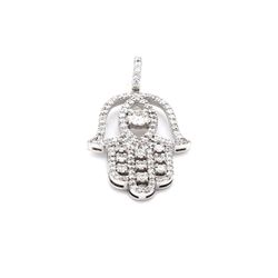 1.75' Hamsa pendant with 4-prong & pave set (107) round diamonds.  D1.68ct.t.w.