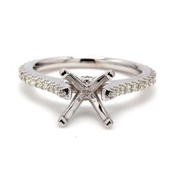 Semi-mount with pre-set (45) round diamonds.  D0.45ct.t.w.  Size 5.5