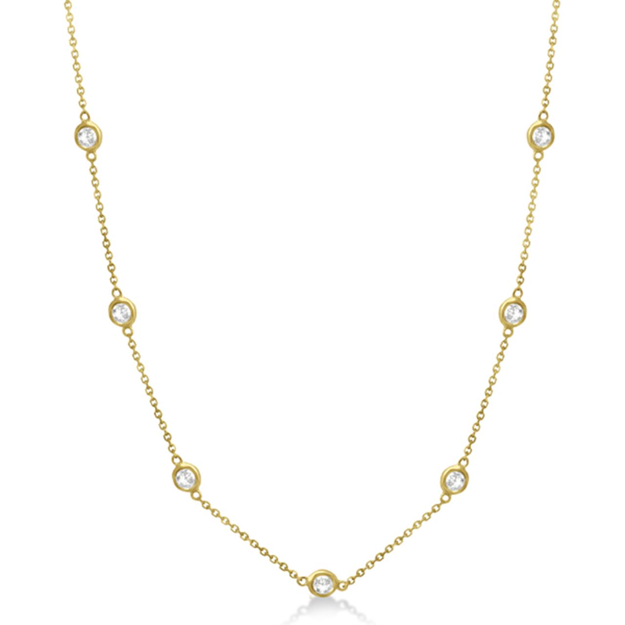 18' Diamonds by the yard necklace in 18K YG with bezel set round diamonds.  D1.31ct.t.w.