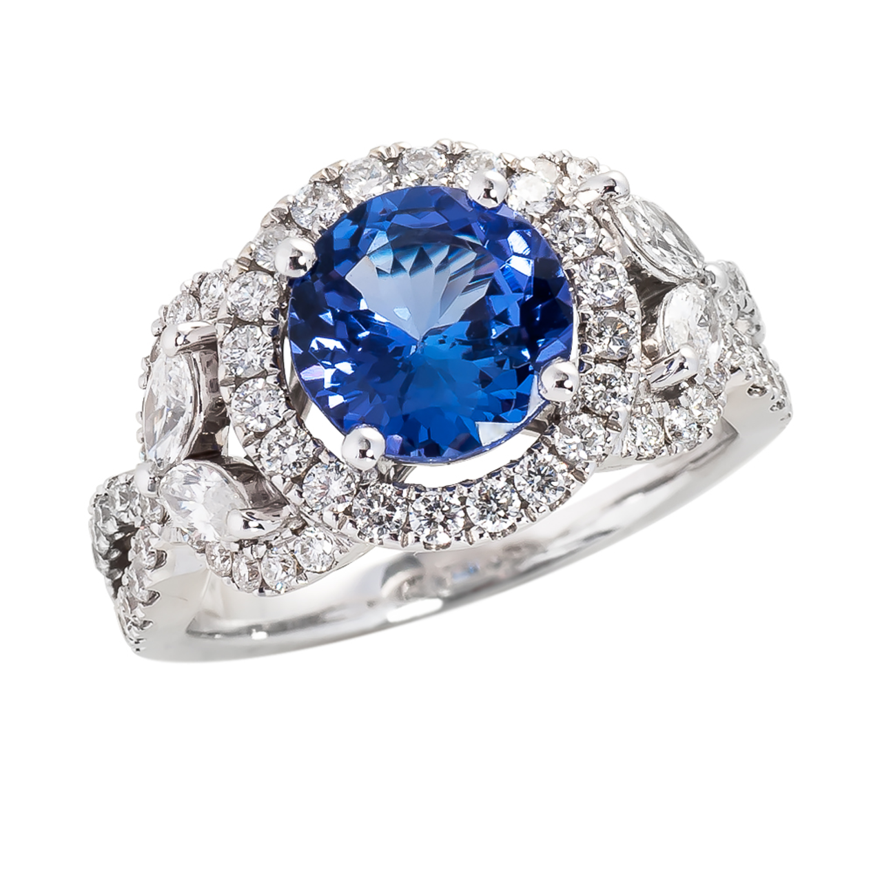 Tanzanite and Diamond Halo Ring