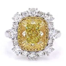 Grand Fancy Yellow Cushion Ring