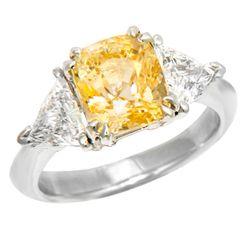 Yellow Sapphire and diamond woman's ring