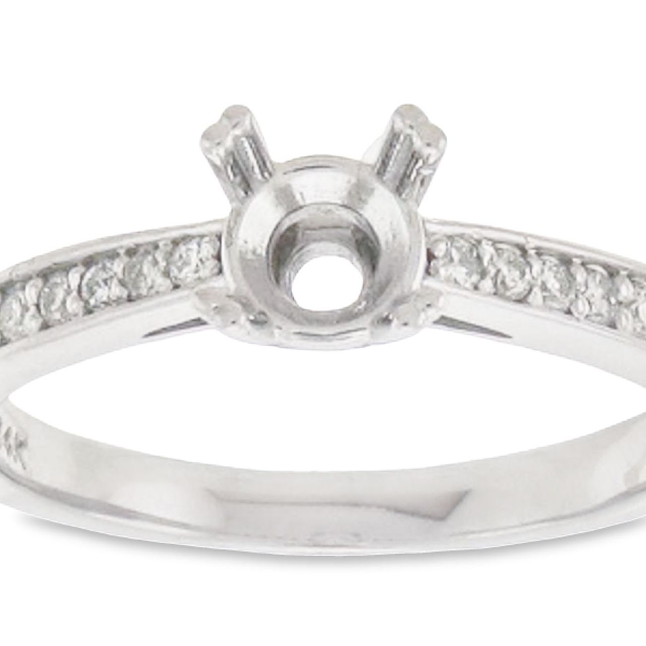 Semi-mount with pave set round diamonds.  D0.15ct.t.w.
