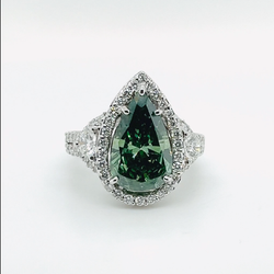 5.32 PB Pear Shape Fancy Deep Green Treated Color Natural Diamond I1 GIA#6234101794