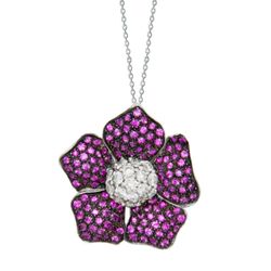 Ruby and Diamond Flower Pendent