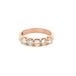 5-stone band in 18K RG with U-prong set round diamonds.  D0.95ct.t.w.