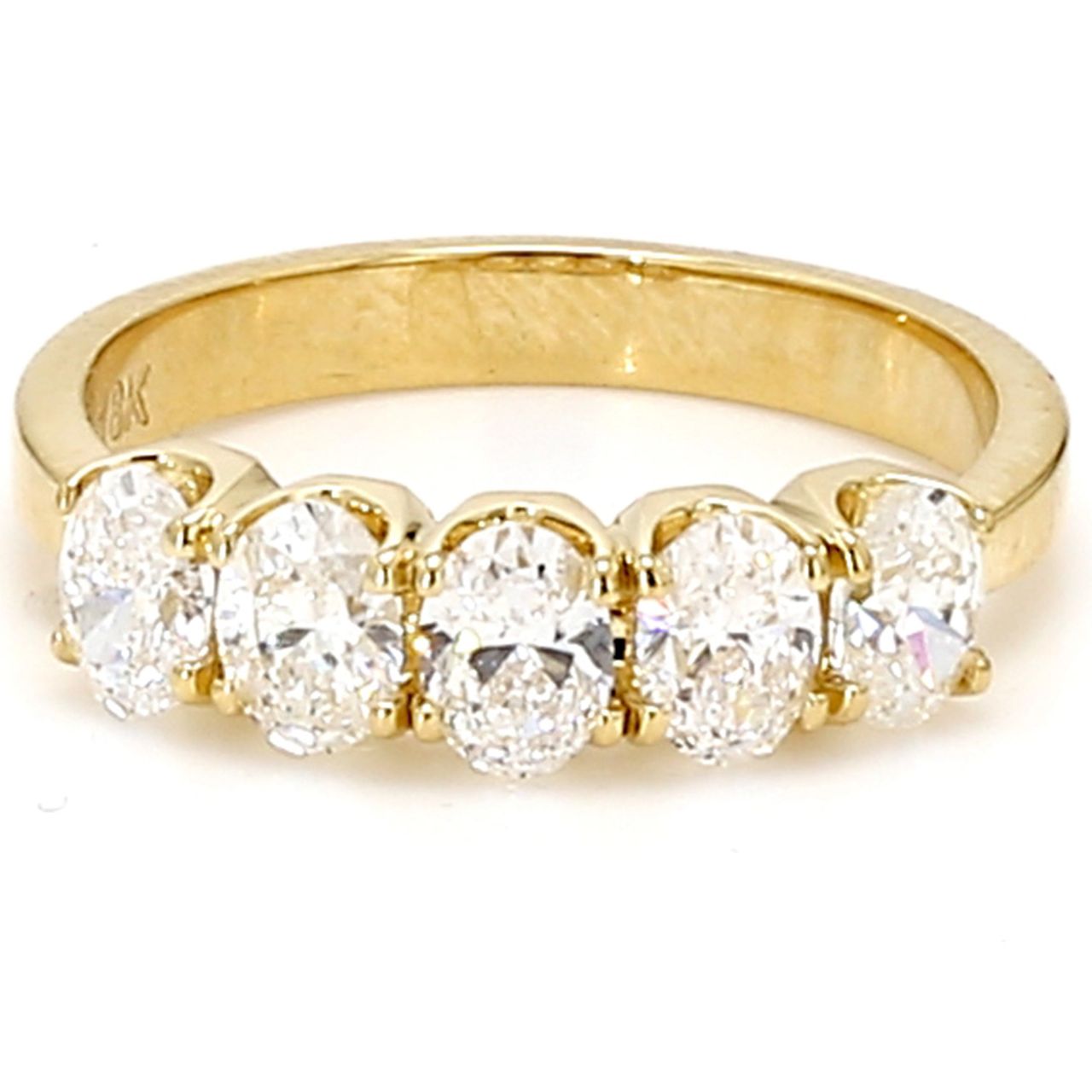 5-stone band in 18K YG with U-prong set oval cut diamonds.  D1.20ct.t.w.  Size 6